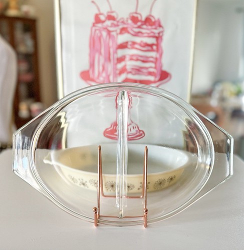 Vintage 1959 Pyrex Promo Dandelion Duet Divided Casserole w/ Lid - Picture 9 of 14