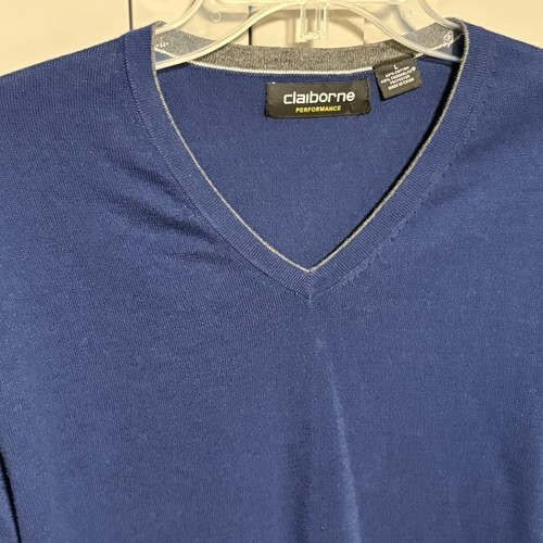 Maglione pullover Claiborne uomo blu scollo a V taglia large performance termolite usato in ottime condizioni - Foto 5 di 6