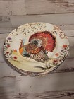 Pottery Barn Botanical Harvest Turkey Stoneware Salad Plates 8.75" Set/4