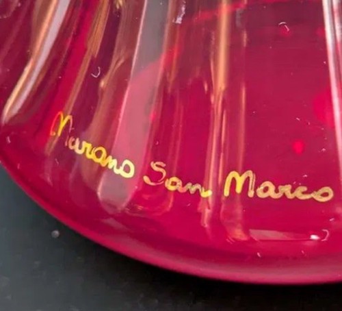 Signierte Murano Glas Karaffe Set mit sechs Gläsern 24K Blattgold - San Marco - Bild 19 von 20