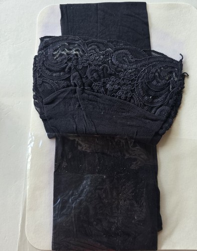 Vintage Victoria's Secret Hosiery Lace Thigh Hi Black Long New Old Stock 1991 - Picture 2 of 7