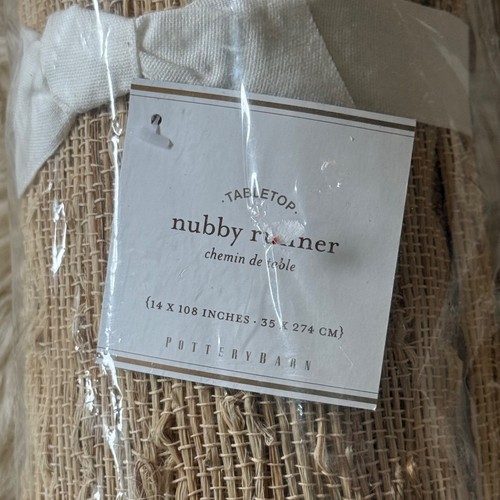 Mesa Pottery Barn Nubby Runner Tejida 14" x 108” Bronceado Natural Nuevo Con Etiquetas - Imagen 2 de 5