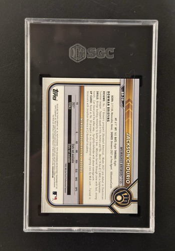Jackson Chourio 2022 Bowman 1st ๐ฅ SGC 10 ๐Milwaukee Brewers BP-79 Paper ๐๐ - Picture 2 of 2