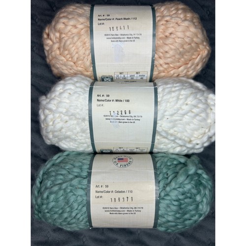 Garn Biene Baumwolle XXL Garnpaket Peach Blush Weiß Seladon 3 Knäuel Stricken - Bild 2 von 3