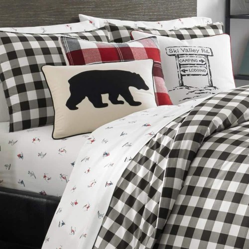 Set copripiumino matrimoniale Eddie Bauer Mountain Plaid 2 pezzi cotone nero - Foto 3 di 7