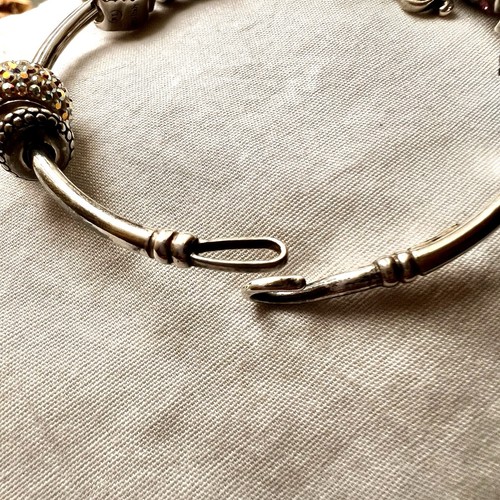 Sterling Silber 925 Italien RL Lasso Haken Armreif Perlen (7) lila klar CZ 2 Charms - Bild 7 von 10