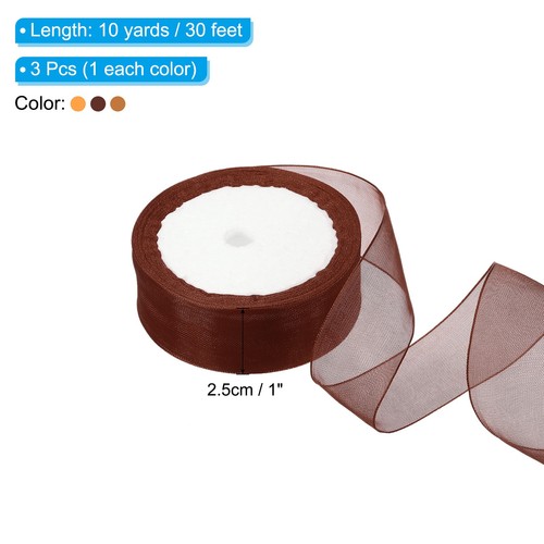 3Pcs 10Yard Sheer Organza Ribbon Decoration Gift Bow Crafts Multicolored - Picture 2 of 5