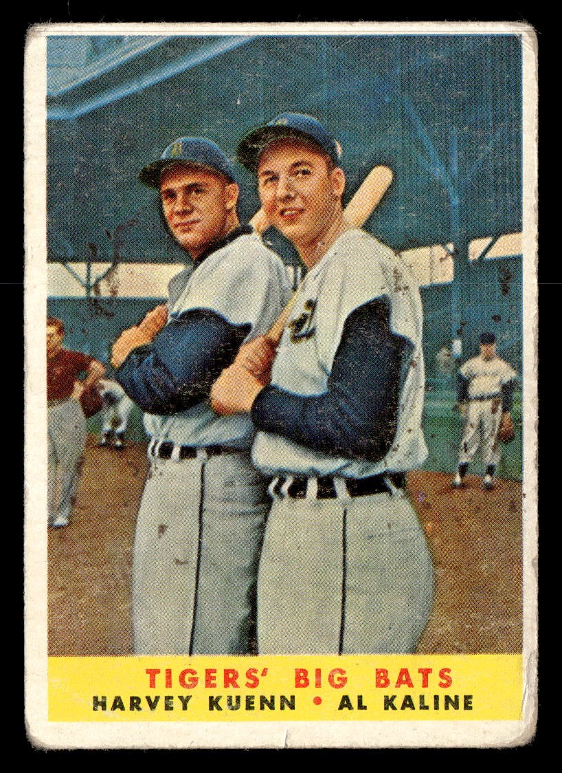 1958 Topps #304 Tigers' Big Bats (Harvey Kuenn / Al Kaline) *Low Grade*