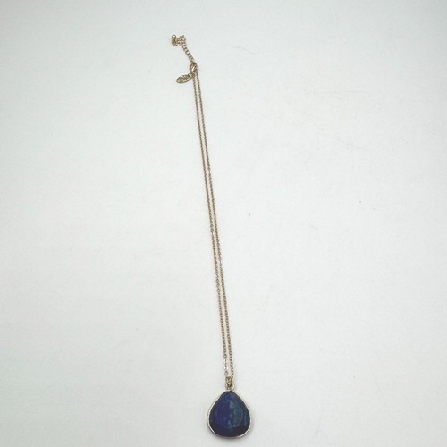 Charming Charlie Gold Tone Fashion Necklace w/Lapis Lazuli Teardrop Pendant - Picture 11 of 24