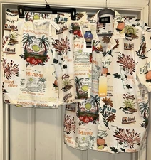 NWT Malibu By Drill Clothing Co Shirt & Shorts MIAMI POSTCARD Men’s Large NEW
