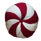 Brentwood Christmas Holiday Peppermint Swirls Candy Round Pillow Red & White New