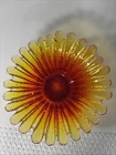 Blenko Glass Tangerine Daisy Glass Bowl See Description
