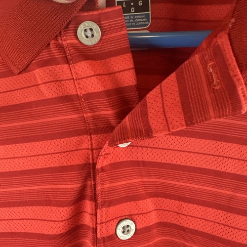 PGA Tour Airflux Erwachsene Herren Large Polo Kurzarm Hemd rot gestreift Freizeit - Bild 6 von 15