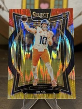 2024 Panini Select - Concourse Bo Nix #30 Red & Yellow Shock Prizm (RC)