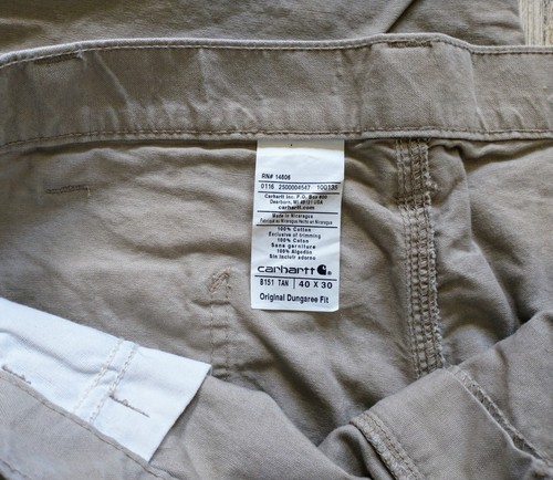 Pantalones de carpintero Carhartt para hombre 40x30 B151 color tostado original peto ajuste excelente - Imagen 6 de 7