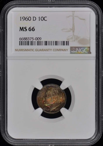 1960 D Roosevelt Dime (Silver) 10C NGC MS66