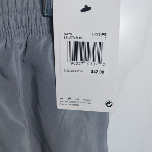 Nike Dri-Fit Boys Pants Sz 6 Smoke Grey Casual Comfy Swoosh Joggers Mesh Lined - Picture 6 of 8