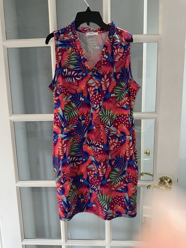 Stella Parker buntes Golf ärmelloses Kleid Gr. M Athlesiure Tropical Bird - Bild 2 von 7