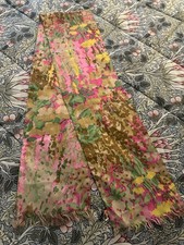 Vintage Ray Strauss 100 Silk Impressionist Floral Scarf Saks Fifth Avenue Tag