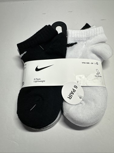 Nike Lightweight No Show Socks Kids 10C-3Y (5-7 Yrs Old) White/Black/Grey NWT