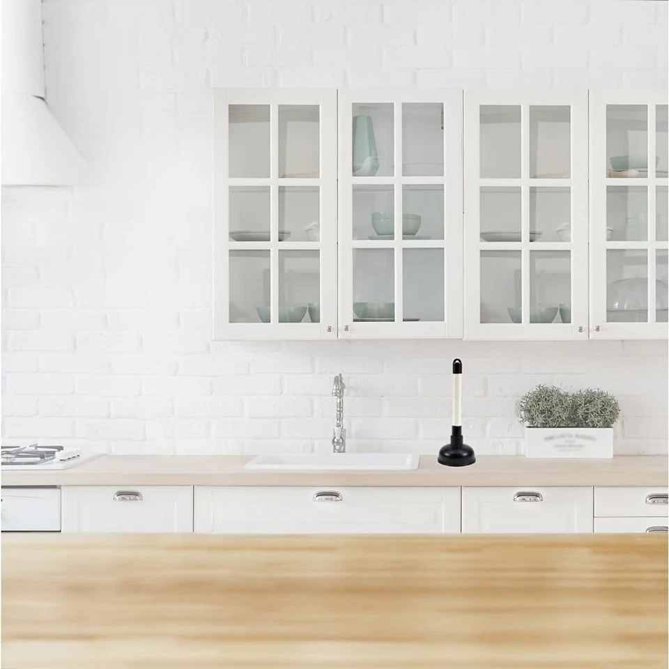 4'' Plunger for Bathroom Sink Drain 4 in Cup 9 in Plastic Handle Black Cup Sink - Image 3 of 4