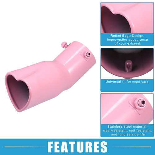 Auto Exhaust Tip Heart Shape Tail Pipe 2.48'' OD 7.48'' Length Curved Pink - Imagen 3 de 8