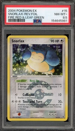 Pokemon Snorlax EX Fire Red & Leaf Green Reverse Holo Rare #15 PSA 8.5