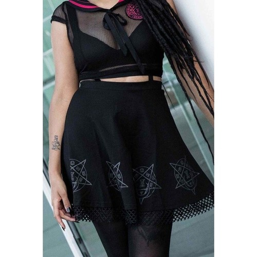 Killstar Occultation Cage Skirt Symbols Fishnet Straps Goth Size Medium New