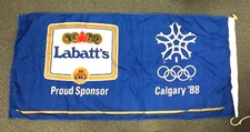 1988 Calgary Olympics 5 Foot Labatt's Beer Banner Vintage Double Sided Flag 