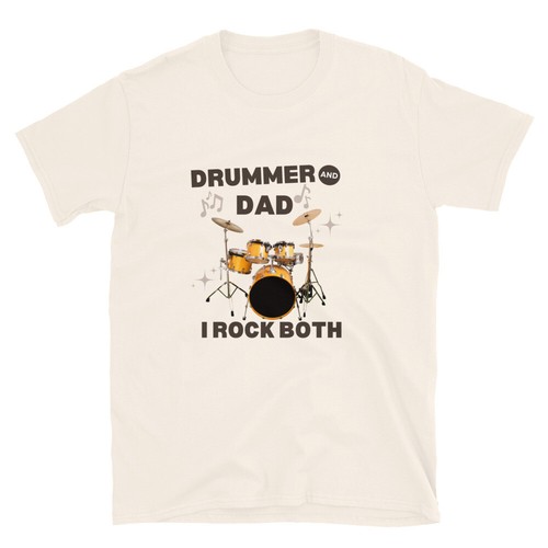 Drummer and Dad I Rock Both Drummer T-Shirt, Musician Father Tee, Drummer Gift - Picture 4 of 5