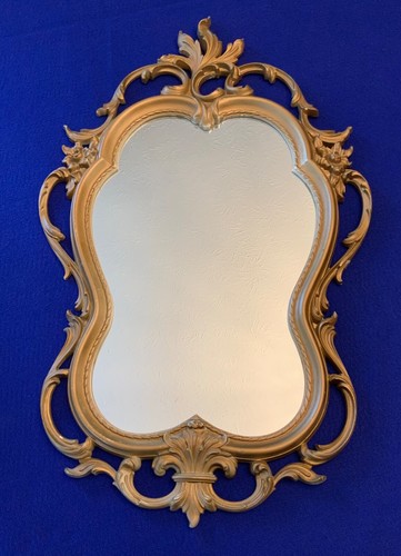 Vintage MCM Syroco Ornate Gold Scroll Hollywood Regency Wall Mirror 31"x 19"