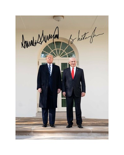 Donald Trump & Benjamin Netanyahu 8x10 Signed photo US president Israel Jewish - Picture 2 of 2
