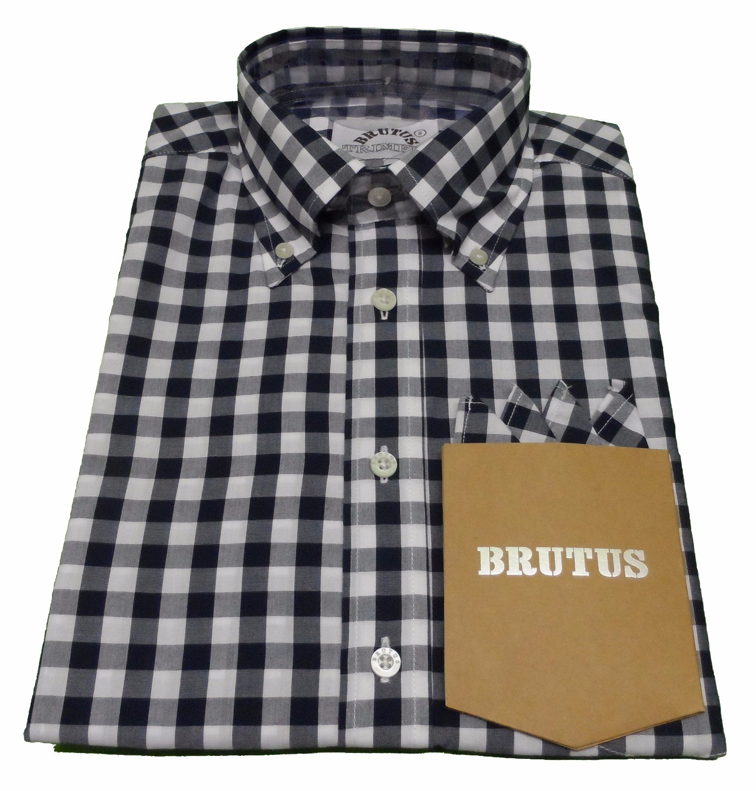 Bruto Blu scuro Vichy A Maniche Corte Vintage con MOD button down shirts Bruto Blu scuro Vichy A Maniche Corte Vintage con MOD button down shirts