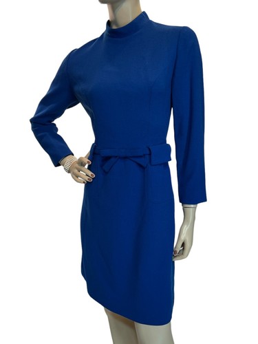 Sz M Vtg 60s Blue Dress High End WOOL Bardley Hidden Metal Zipper Classic 1960s - Picture 5 of 13