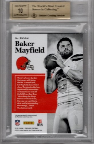 2018 Panini Encased Rookie Signatures Baker Mayfield Sapphire #d 7/10 BGS 9.5 - Bild 2 von 2