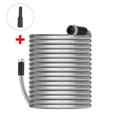 50-100 Stainless Steel Garden Water Hose Flexible Patio Home Heavy Duty Sprayer