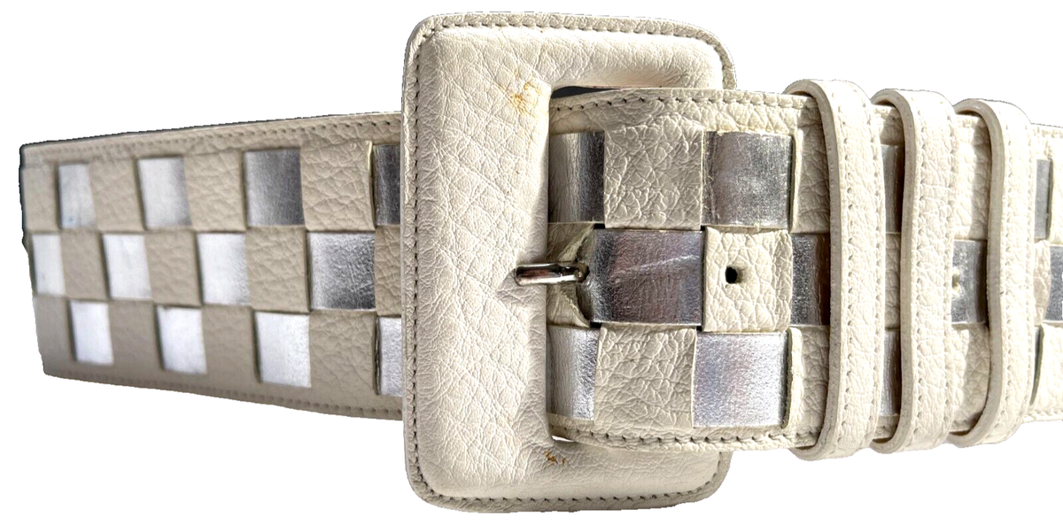 Vintage Leather Wide Metallic Leather Belt Carlos Falchi USA M Carlos Falchi Leather Belts for Women | Mercari main image 2