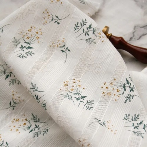 55'' Wide Yard Elegant Floral Lace Jacquard Print Cotton Fabric For Shirt Craft - Picture 4 of 10
