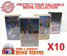 10x VHS MOVIE LARGE CLAMSHELL SIZE C CLEAR PLASTIC PROTECTIVE BOX PROTECTORS