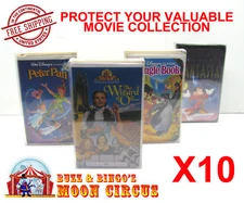 10x VHS MOVIE LARGE CLAMSHELL (SIZE C) CLEAR PLASTIC PROTECTIVE BOX PROTECTORS
