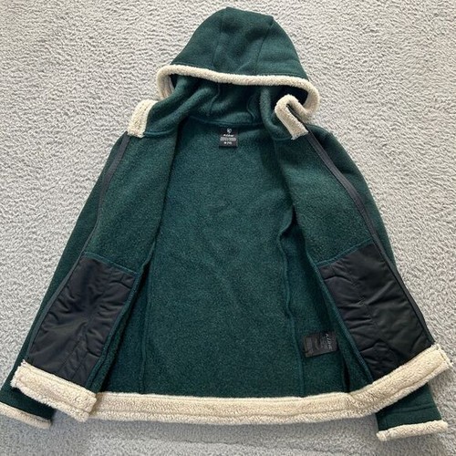 Kuhl Sweater Girls M(10) Green Apres Fleece Full Zip Hooded Faux Sherpa Trim - Picture 8 of 13