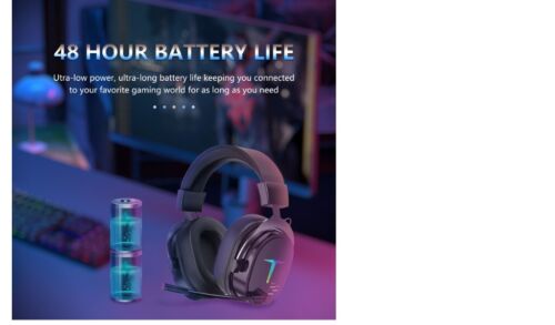 UHM Wireless Gaming Headset for PC/PS4/PS5/ Nintendo Switch, Over Ear 2.4G/Black - Picture 7 of 8