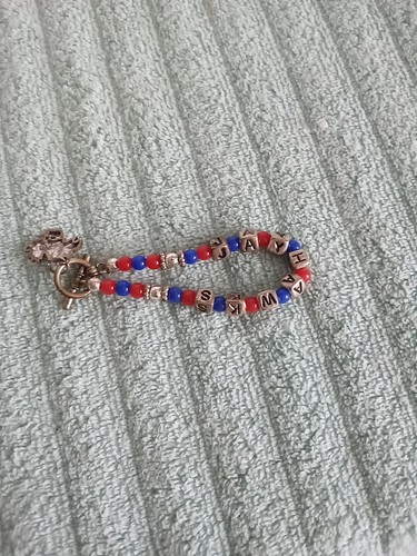 Kansas Jayhawks Red, Blue & Silver Bracelet With Jayhawk Charm. 7 Inches - Picture 2 of 4