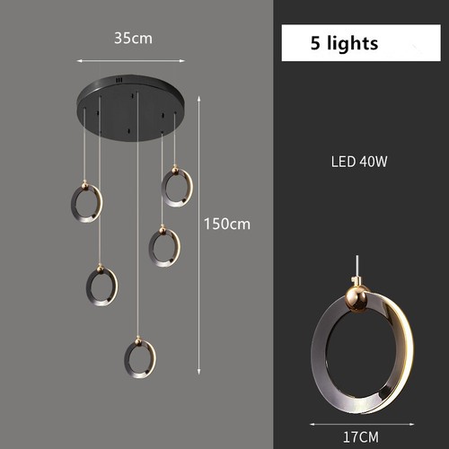 Black Dining Room Pendant Lights Stair Lobby Pendant Light Hotel Ceiling Lights - Picture 2 of 23