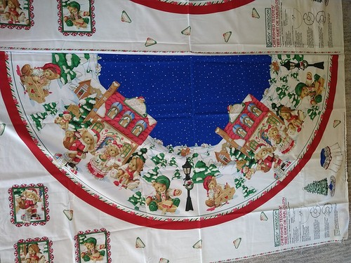 Vintage Daisy Kingdom CHERISHED TEDDIES Christmas Tree Skirt Panel 2 Yds x 60" - Picture 6 of 7