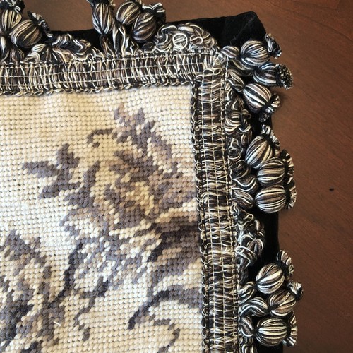 Aubusson Style Needlepoint Pillow Cover Toile Black Romantic Victorian Couple - Picture 5 of 8