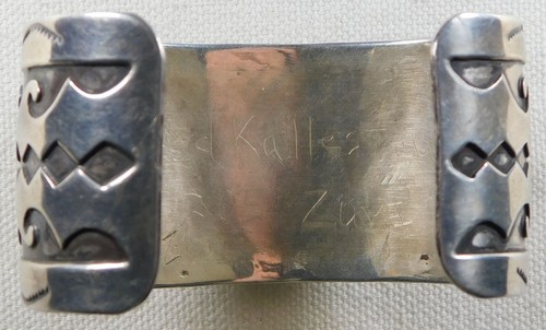NATIVE AMERICAN STERLING, TURQUOISE HANDMADE Vintage CUFF BRACELET, Estate Sale - Picture 5 of 6
