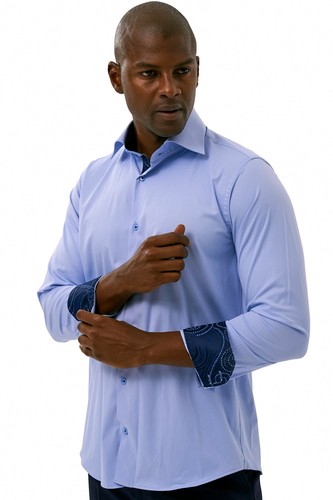 Jack Martin - Mens Trimmed Button Down Long Sleeve Casual & Dress Shirts For Men - Picture 12 of 24