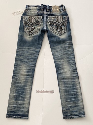 Rock Revival Jeans Mens “Haven” Alt Straight Size 28 x 32 Denim Distressed - Picture 2 of 7