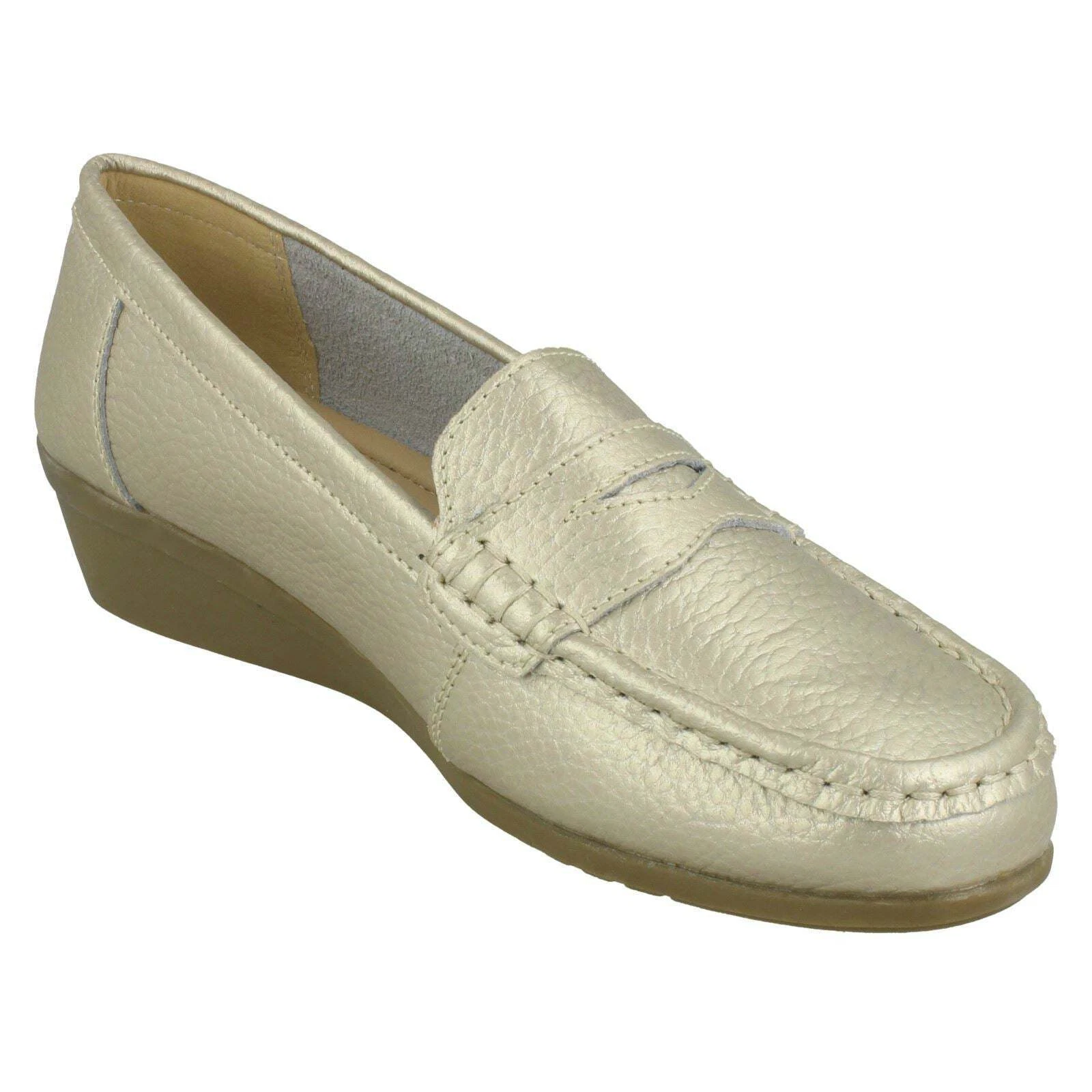 CLARKS Down to Earth F90064 sandali donna in pelle tipo mocassino azione champagne
